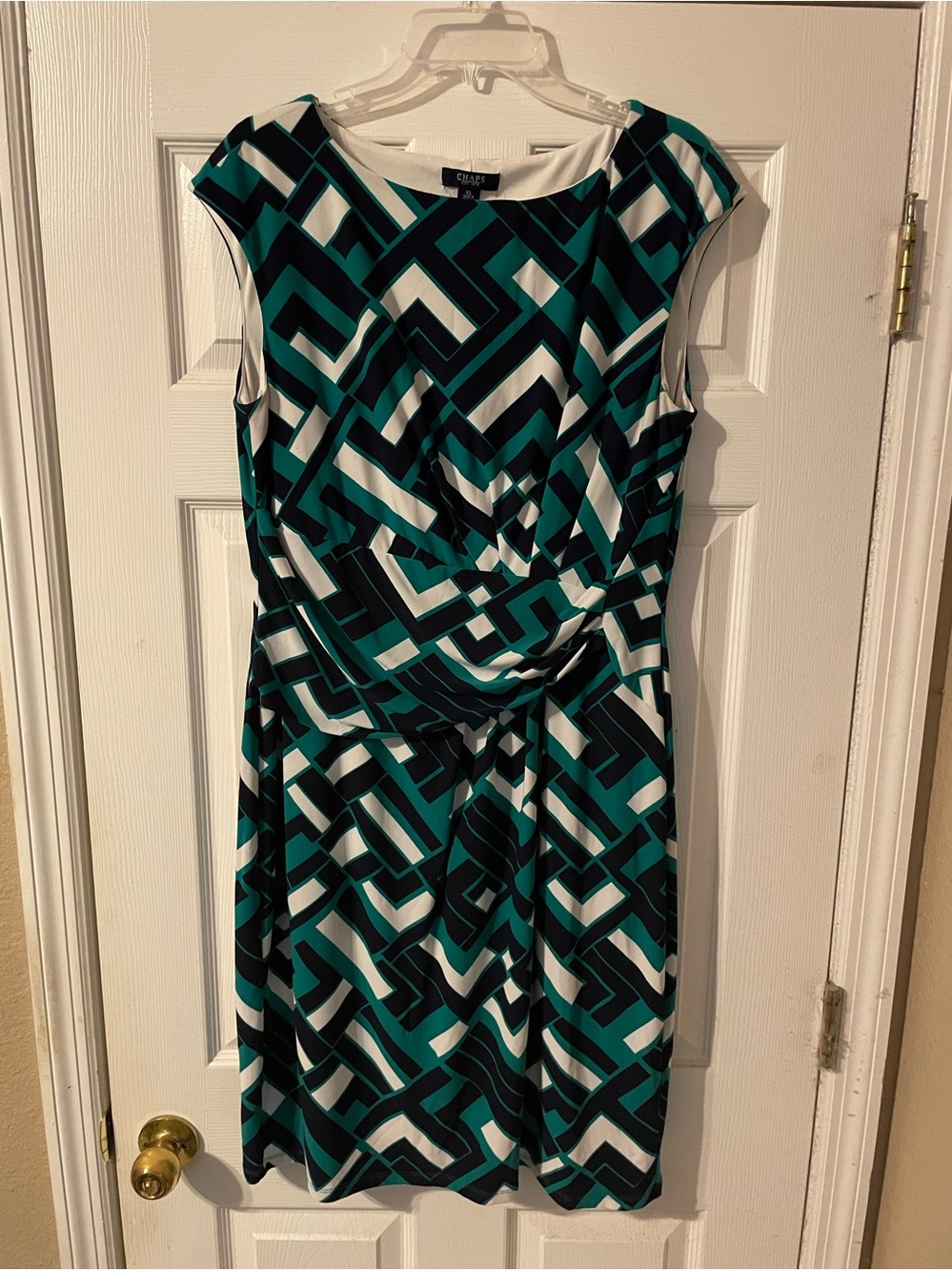Chaps Green Geometric Sheath Dress size extra large